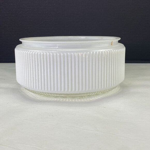 Vintage Ribbed Glass Drum Shade White Clear 7.5 inch Fitter - Picture 3 of 10